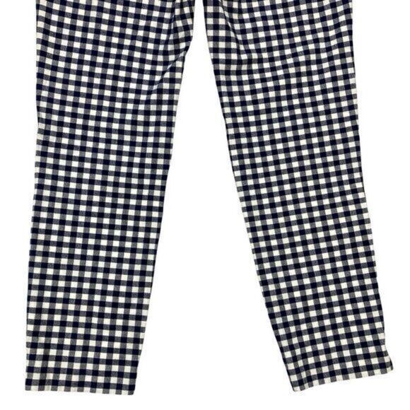 J. Crew Martie Pants Womens Sz 0 White Blue Gingham Checkered Print Tapered Leg - Picture 9 of 16